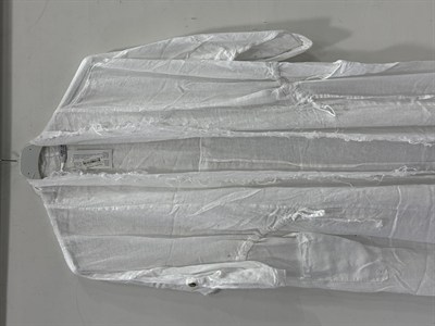 White Kadın İtalyan Pis Kesim Katlanır Kollu Cepli Oversize Uzun Keten Kaftan 40 - 48 Beden