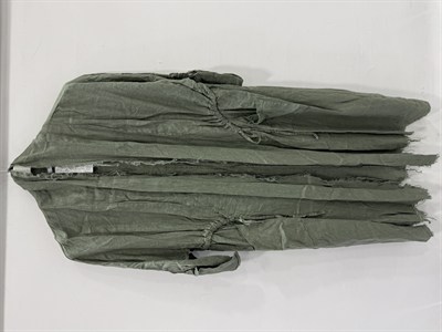 Khaki Kadın İtalyan Pis Kesim Katlanır Kollu Cepli Oversize Uzun Keten Kaftan 40 - 48 Beden