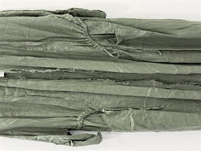 Khaki Kadın İtalyan Pis Kesim Katlanır Kollu Cepli Oversize Uzun Keten Kaftan 40 - 48 Beden