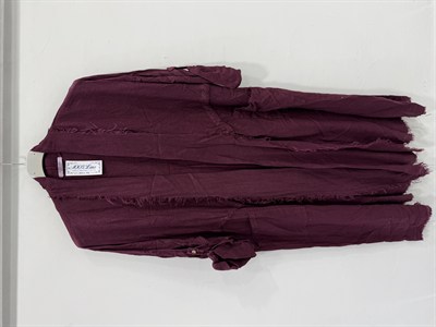 İndian Red Kadın İtalyan Pis Kesim Katlanır Kollu Cepli Oversize Uzun Keten Kaftan 40 - 48 Beden
