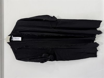 Black Kadın İtalyan Pis Kesim Katlanır Kollu Cepli Oversize Uzun Keten Kaftan 40 - 48 Beden
