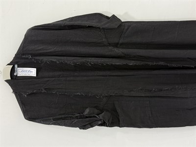 Black Kadın İtalyan Pis Kesim Katlanır Kollu Cepli Oversize Uzun Keten Kaftan 40 - 48 Beden