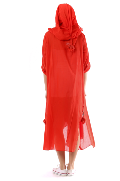 Nar Çiçeği Kadın Cadı Kapüşonlu Bohem Kaftan