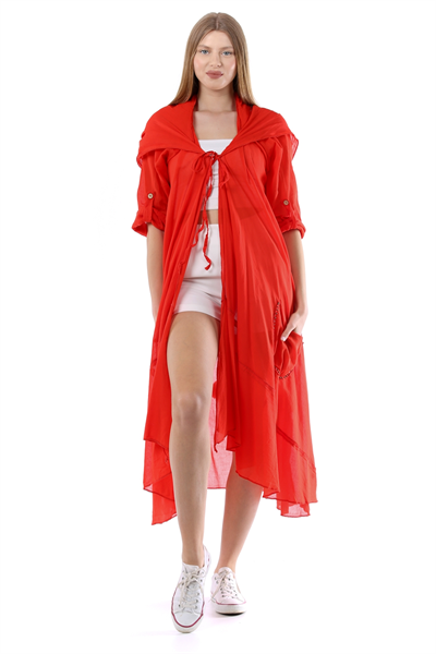 Nar Çiçeği Kadın Cadı Kapüşonlu Bohem Kaftan