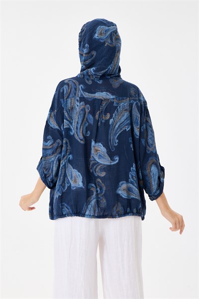 NAVY İtalyan Etnik Şal Desen Fermuarlı Bluz 2605XA14 - 1139601