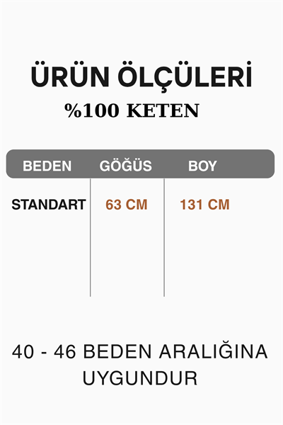 İtalyan %100 Keten Püsküllü Ayarlanabilir Omuz Askılı Uzun Keten Elbise 40 - 46 Beden