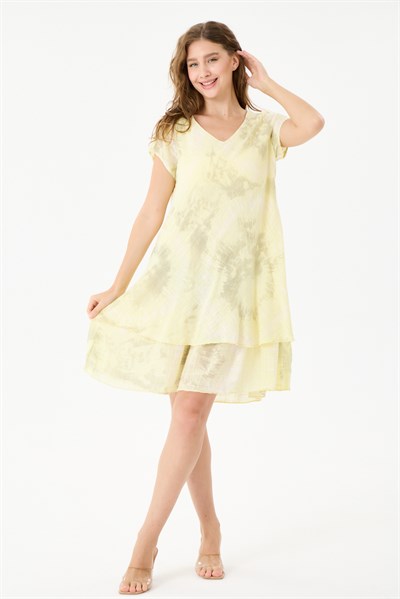 İtalyan Batik Desenli Astarlı Midi Boy Elbise 38 - 42 Beden