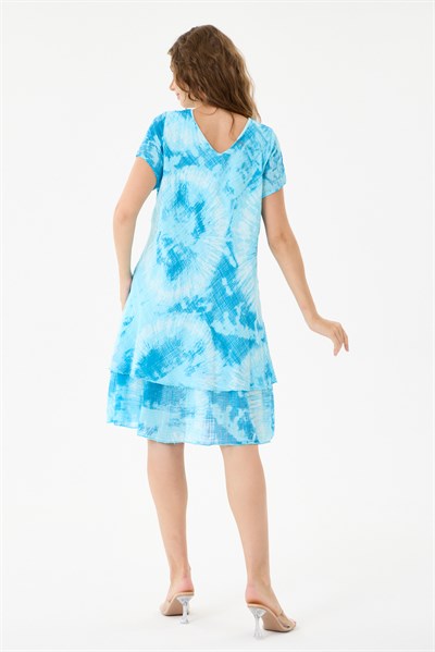 İtalyan Batik Desenli Astarlı Midi Boy Elbise 38 - 42 Beden
