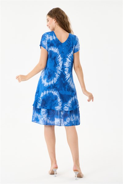 İtalyan Batik Desenli Astarlı Midi Boy Elbise 38 - 42 Beden