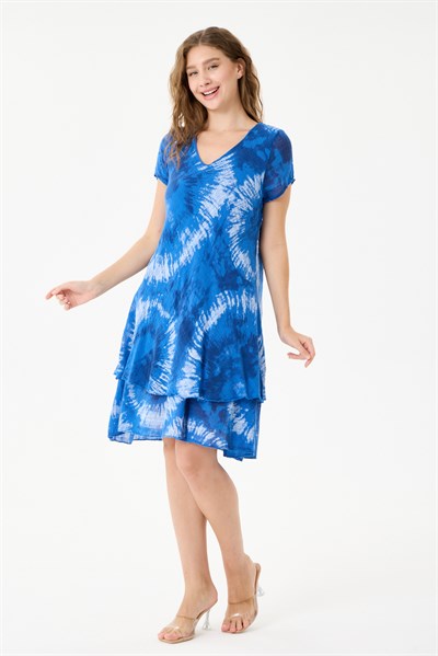 İtalyan Batik Desenli Astarlı Midi Boy Elbise 38 - 42 Beden