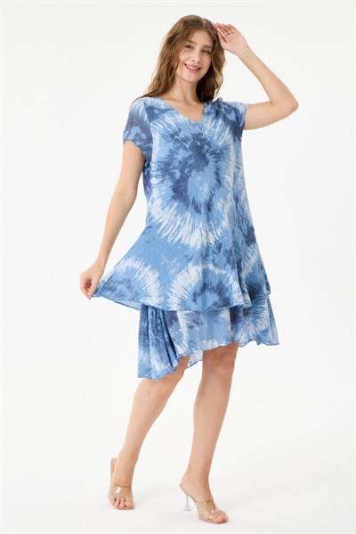 İtalyan Batik Desenli Astarlı Midi Boy Elbise 38 - 42 Beden