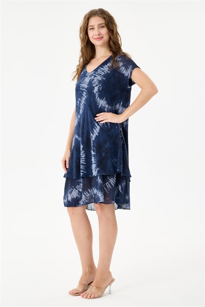 İtalyan Batik Desenli Astarlı Midi Boy Elbise 38 - 42 Beden