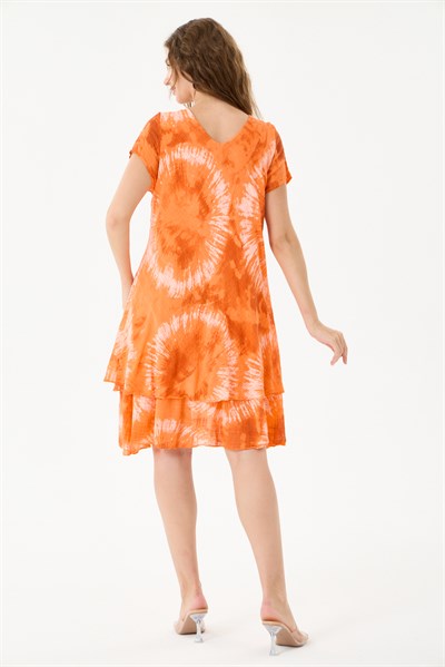 İtalyan Batik Desenli Astarlı Midi Boy Elbise 38 - 42 Beden