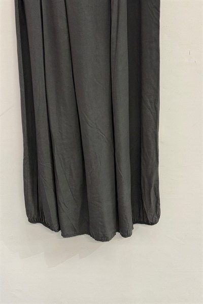 Antrasit İtalyan Beli Lastikli Çift Yan Cepli Kemerli Pileli Tencel Etek 38 - 44 Beden
