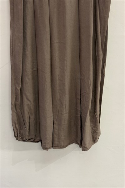 Vizon İtalyan Beli Lastikli Çift Yan Cepli Kemerli Pileli Tencel Etek 38 - 44 Beden