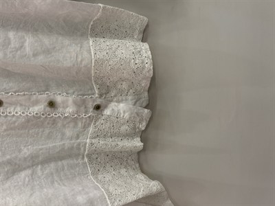 Beyaz Kadın İtalyan Dantel Detaylı Oversize Keten Gömlek 38 - 44 Beden