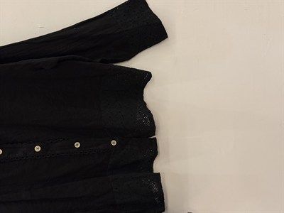 Siyah Kadın İtalyan Dantel Detaylı Oversize Keten Gömlek 38 - 44 Beden