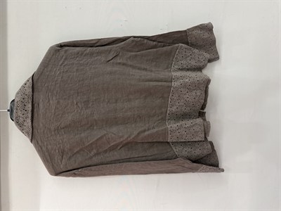 Vizon Kadın İtalyan Dantel Detaylı Oversize Keten Gömlek 38 - 44 Beden