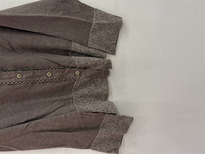 Vizon Kadın İtalyan Dantel Detaylı Oversize Keten Gömlek 38 - 44 Beden