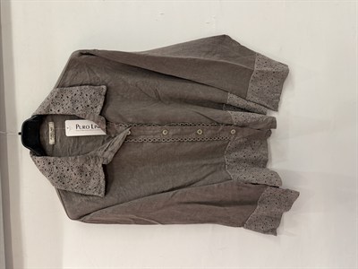 Vizon Kadın İtalyan Dantel Detaylı Oversize Keten Gömlek 38 - 44 Beden