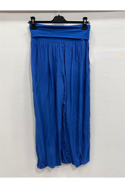 Saks Mavi Kadın İtalyan Beli Korseli Astarlı İpek Pantolon