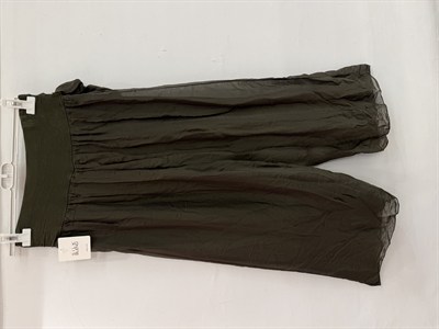 Haki Kadın İtalyan Beli İpek Kuşaklı Bol Paça Astarlı İpek Pantolon 36 - 42 Beden