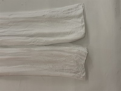 Beyaz Kadın İtalyan Beli İpek Kuşaklı Bol Paça Astarlı İpek Pantolon 36 - 42 Beden