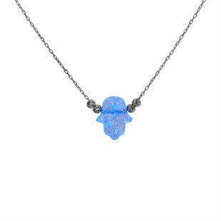 Mavi Opal Fatmanın Eli Gümüş Kolye