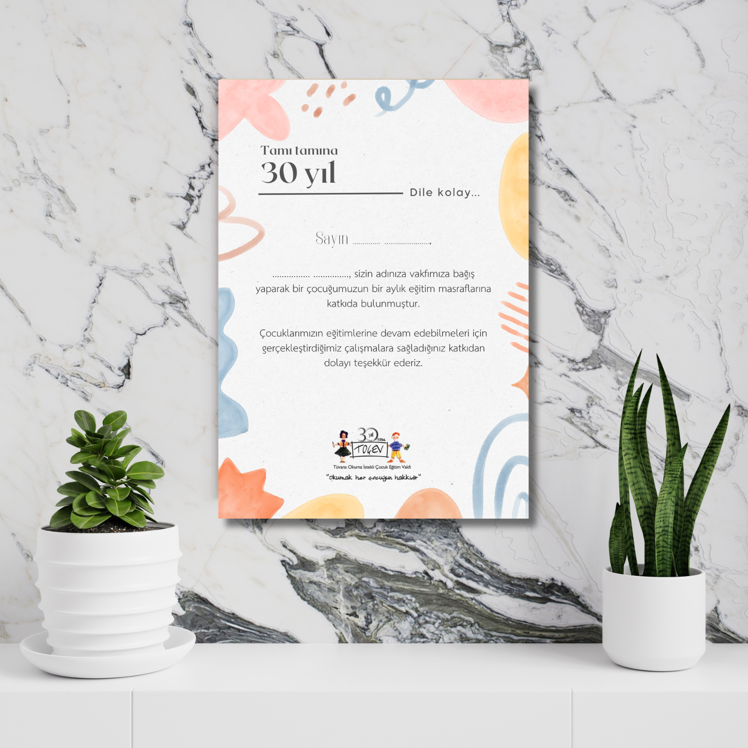 EĞİTİME BAĞIŞ SERTİFİKASI