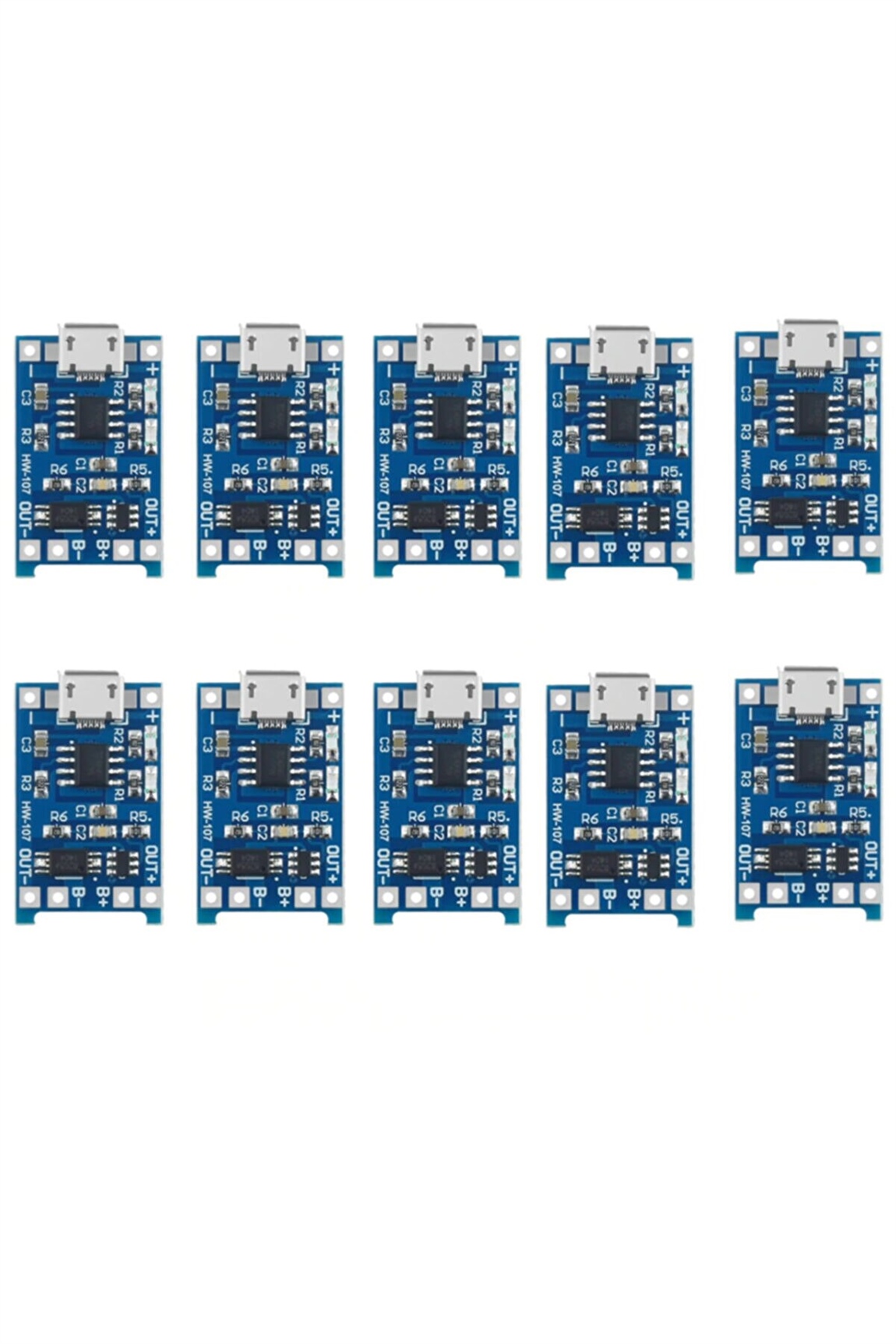 10Lu Micro Usb Tp4056 Bms 5v 1a Korumalı Lityum Pil Şarj Devresi Powerbank 10Lu Micro Usb Tp4056 Bms 5v 1a Korumalı Lityum Pil Şarj Devresi Powerbank 
