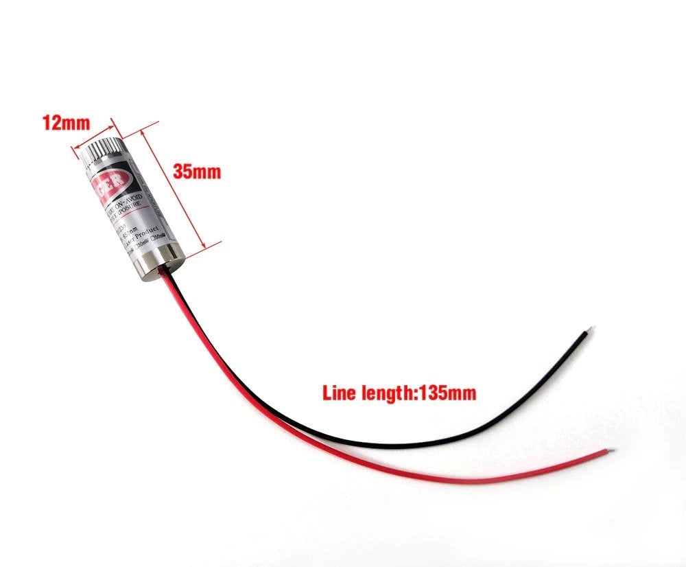 12mm 650nm 5mw Kırmızı Nokta Kafalı Lazer(DC 3-5V)