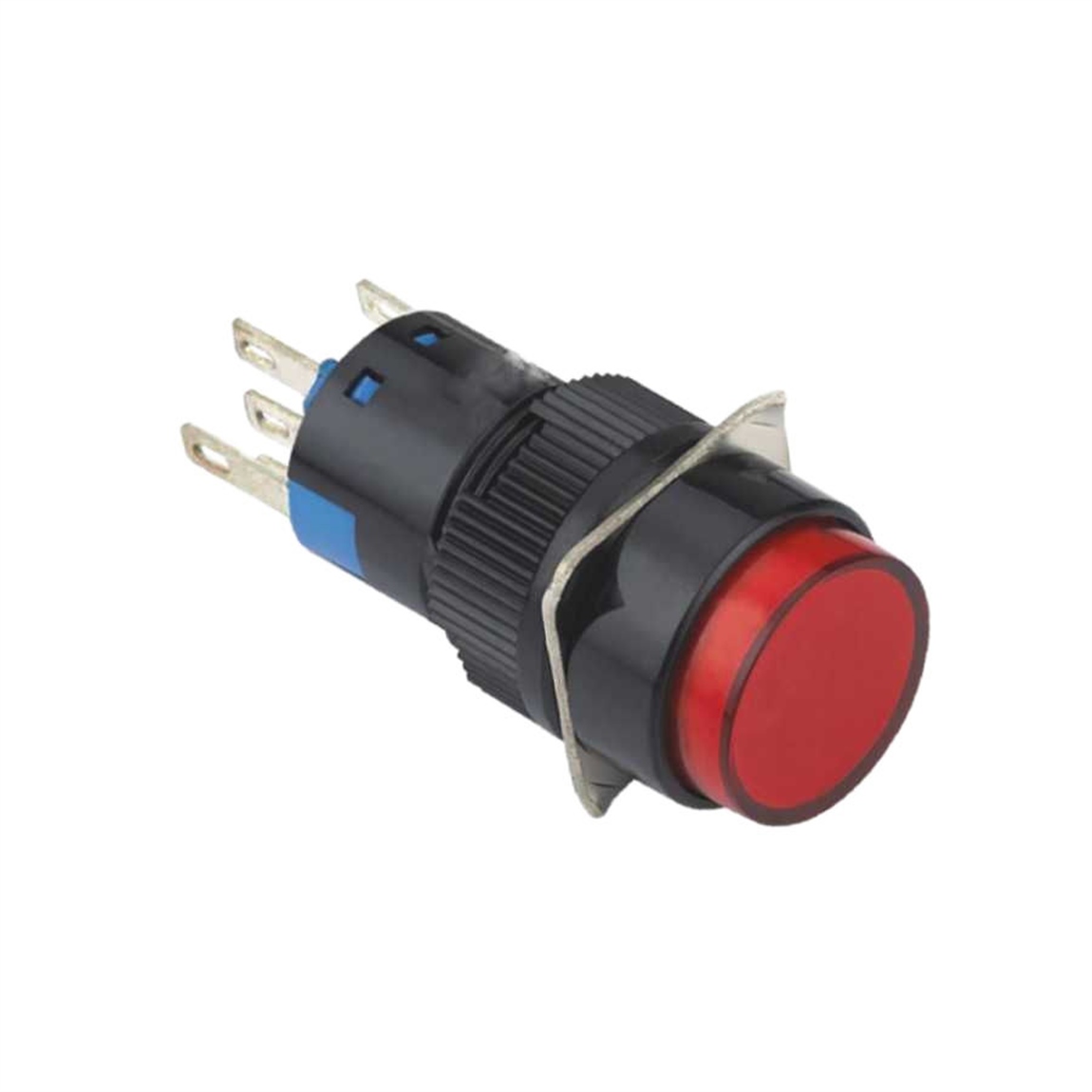 16mm Kırmızı Kalıcı Buton Ledli 5P (Yuvarlak) On-Off 10V-30V