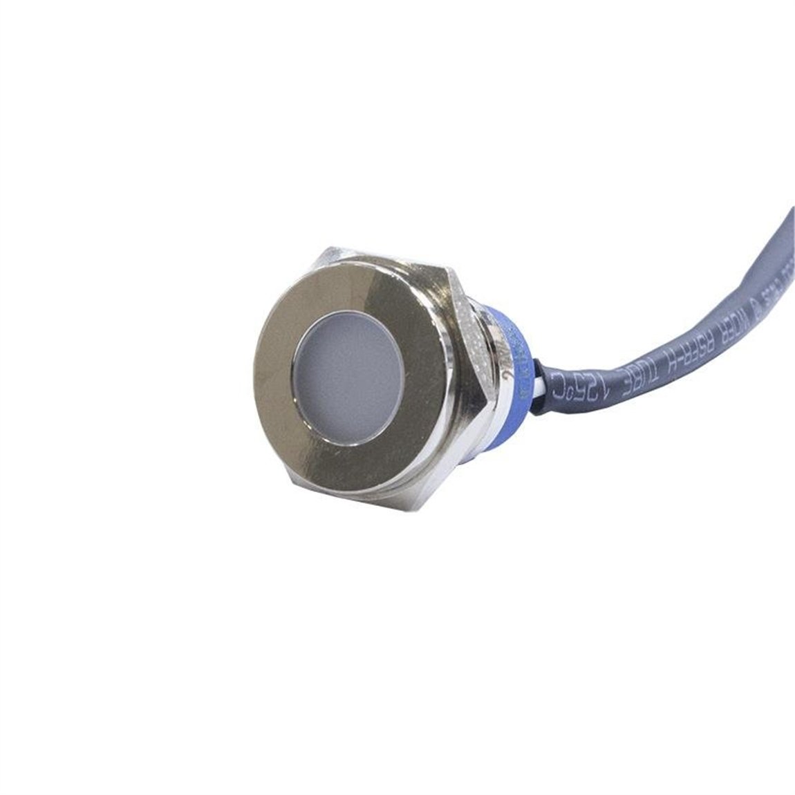 16mm Metal Kablolu Sinyal Lambası Beyaz IP67 10V-30V