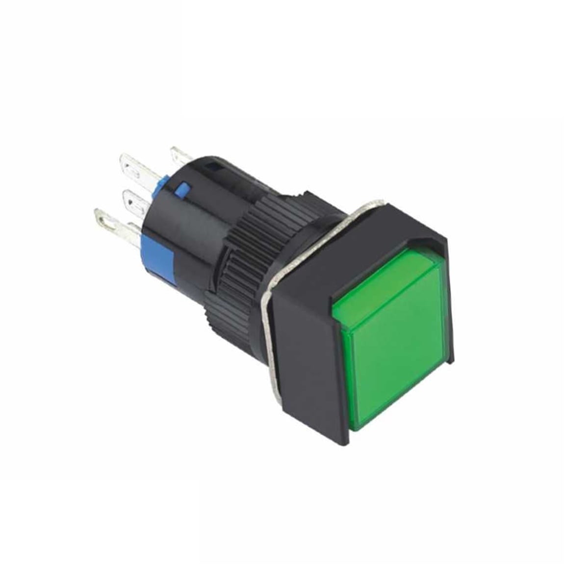 16mm Yeşil Kalıcı Buton Ledli 5P (Kare) On-Off 10V-30V