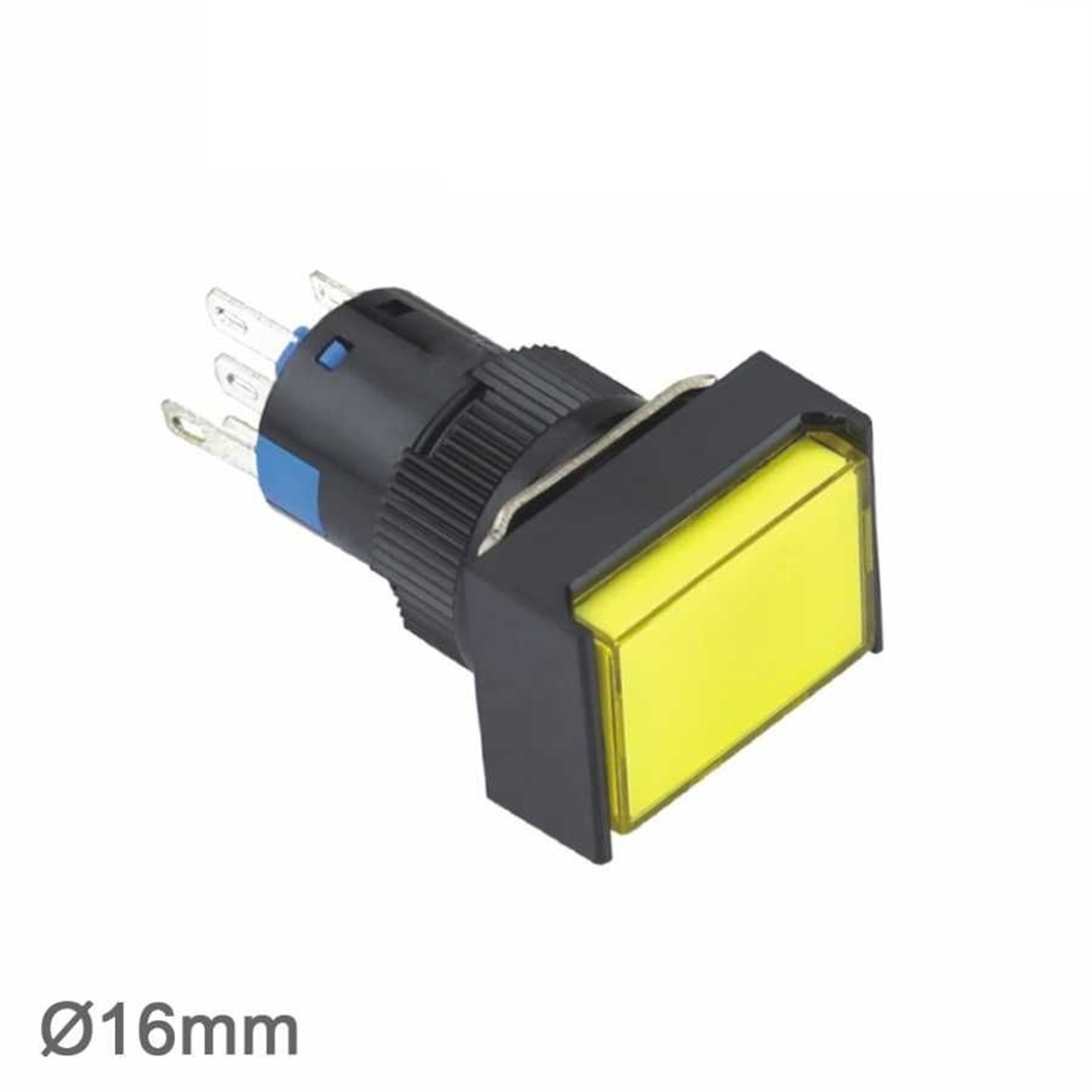 16mm Yeşil Ledli Yaylı Buton 5P (Dikdörtgen) 10V-30V