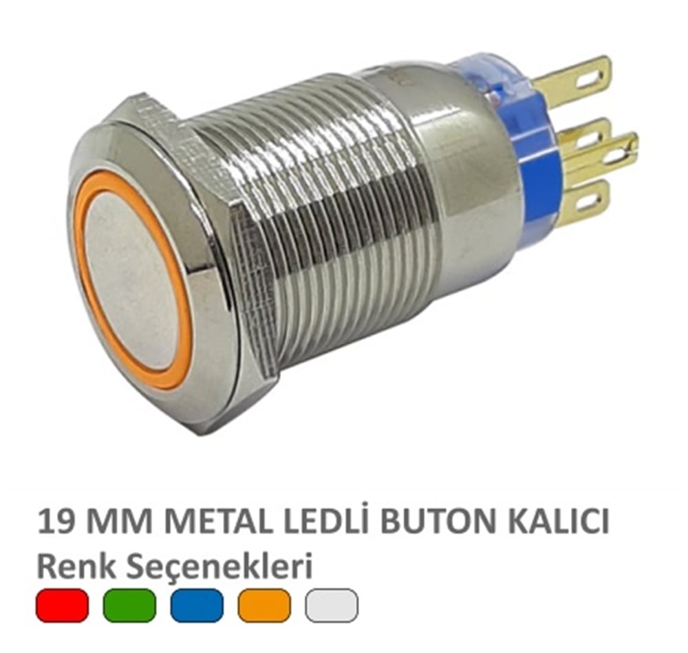 19MM METAL BUTON KALICI KIRMIZI LED