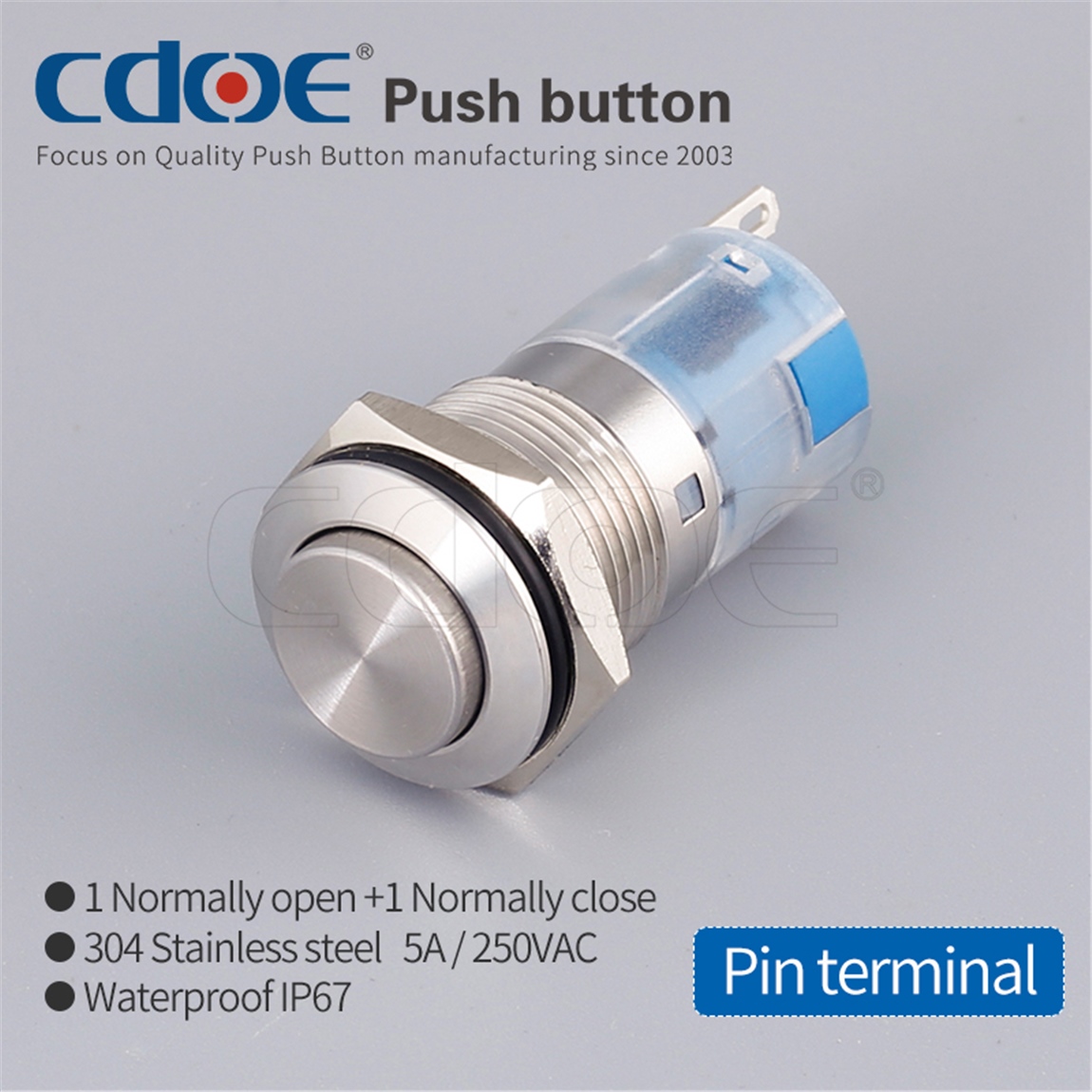 19mm Metal Kalıcı Çıkık Paslanmaz/Çelik (ON-OFF) IP67