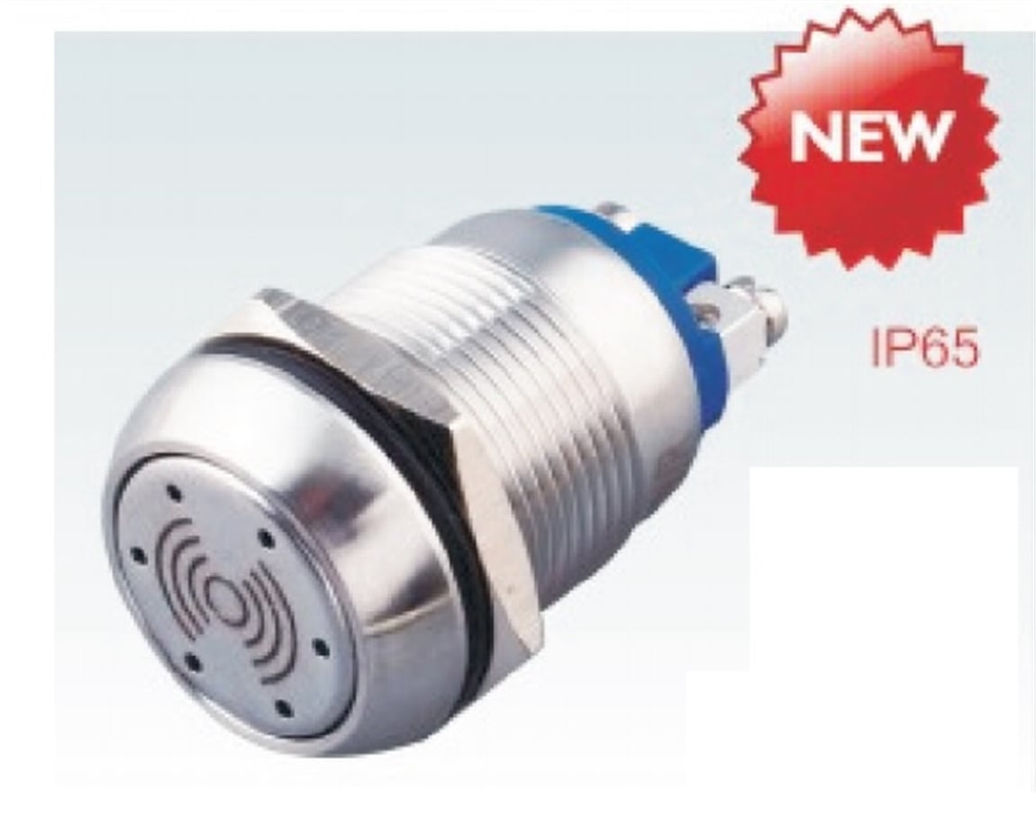 19mm Metal Ledli Buzzer Buton 24V 2P IP65 Kırmızı