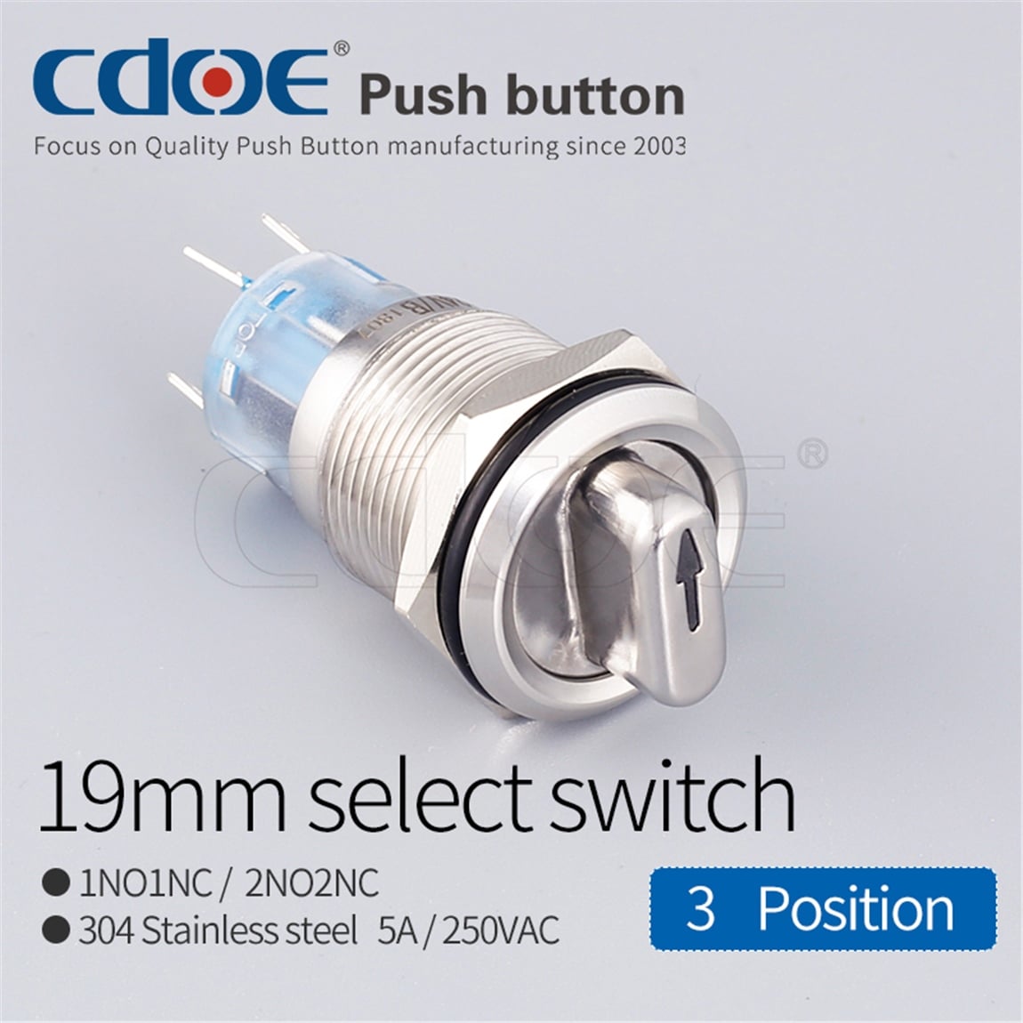 19mm Metal Mandal Buton On-Off-On IP40 Kırmızı 10V-30V