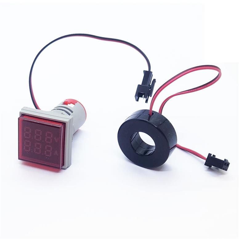 22mm Dijital Voltmetre-Ampermetre AC 50-500V 0-100A Kırmızı Kare22mm Dijital Voltmetre-Ampermetre AC 50-500V 0-100A Kırmızı Kare