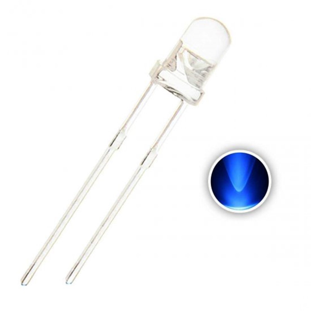 3mm Şeffaf Mavi Led - 10'lu Paket