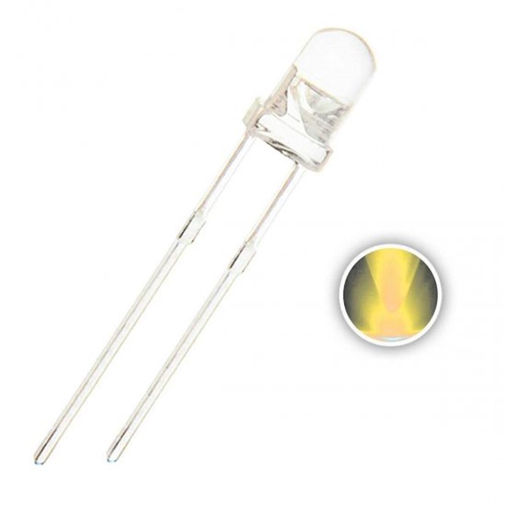 3mm Şeffaf Sarı Led - 10'lu Paket