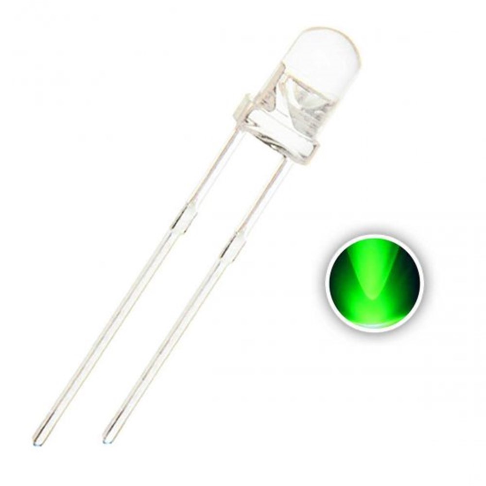 3mm Şeffaf Yeşil Led - 10'lu Paket