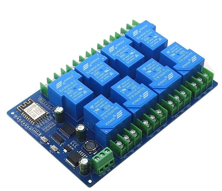 ESP8266 Wifi Geliştirme Kartı - 8 Kanal 30A Röleli Kablosuz Akıllı Ev Modülü (ESP-12F, DC 7-28V/5V)ESP8266 Wifi Geliştirme Kartı - 8 Kanal 30A Röleli Kablosuz Akıllı Ev Modülü (ESP-12F, DC 7-28V/5V)