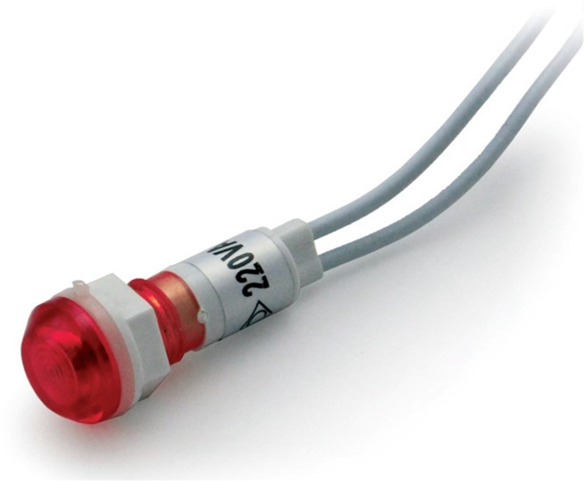 KABLOLU SİNYAL LAMBASI 10MM PLASTİK 220V KIRMIZI