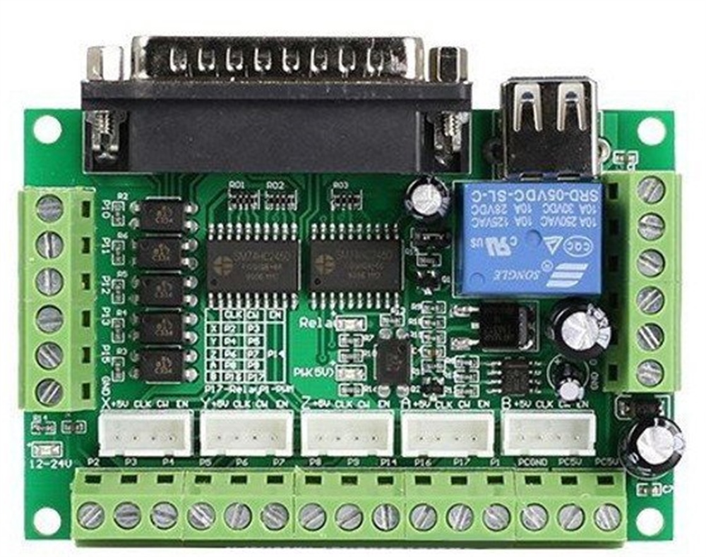 Mach3 5 Eksenli CNC Step Motor Sürücü Kartı + USB Kablo