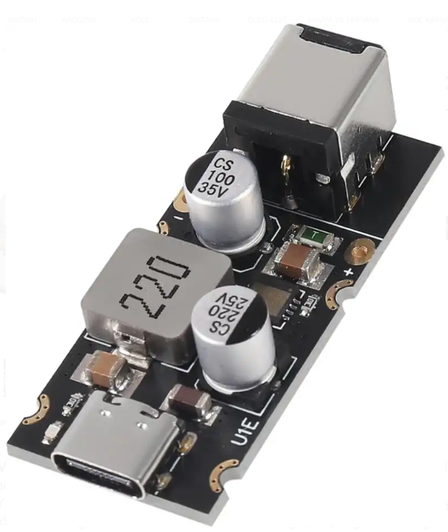 PD65W Type-C USB Qc3.0 5V 9V 12V 20V Hızlı Şarj Modülü – 2.1x5.5 JackPD65W Type-C USB Qc3.0 5V 9V 12V 20V Hızlı Şarj Modülü – 2.1x5.5 Jack