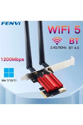 Fenvi AC1200 WiFi + Bluetooth PCIe Kart – Çift Bant 5GHz/2.4GHz Kablosuz Ağ AdaptörüFenvi AC1200 PCIe WiFi ve Bluetooth Ağ Kartı | Çift Bant Kablosuz Adaptör – Robo Dünya