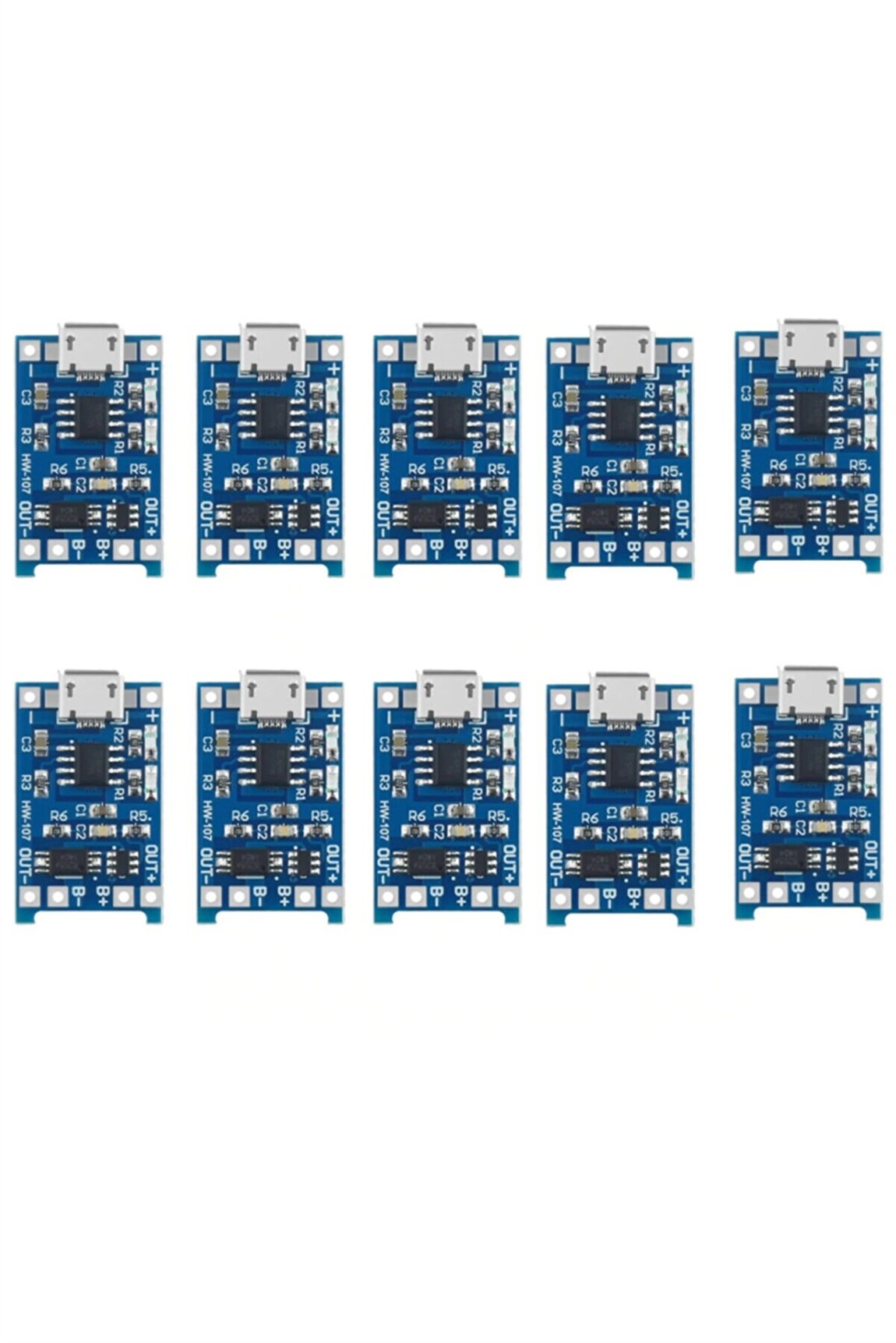 10Lu Micro Usb Tp4056 Bms 5v 1a Korumalı Lityum Pil Şarj Devresi Powerbank 10Lu Micro Usb Tp4056 Bms 5v 1a Korumalı Lityum Pil Şarj Devresi Powerbank 