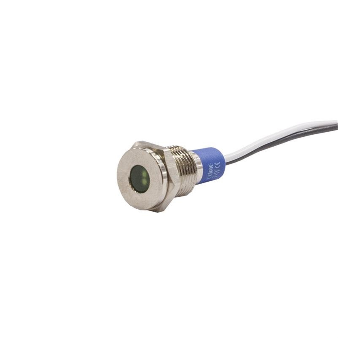 10mm Metal Kablolu Sinyal Lambası Yeşil IP67 10V-30V